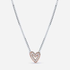 Pandöra Sparkling Freehand Heart Necklace 380089C01