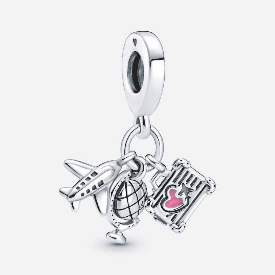 Pandöra Airplane, Globe and Suitcase Pendant Charm 799435C01